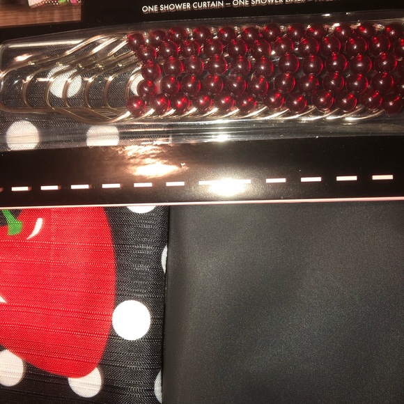 Betsey Johnson Avantgarde Rose Microfiber Shower Curtain Set  🍒 Betsey Johnson  Cherry Polka Dot Shower Curtain set